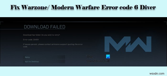 Fix Warzone Error code 6 Diver on PC