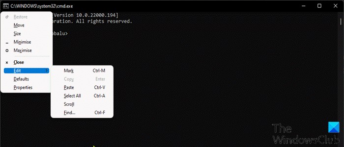 How to Enable CTRL+C & CTRL+V in Command Prompt in Windows 11/10