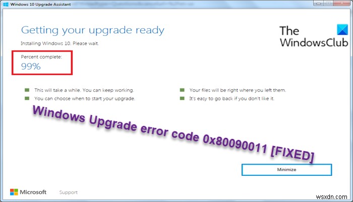 Fix Windows Upgrade error code 0x80090011