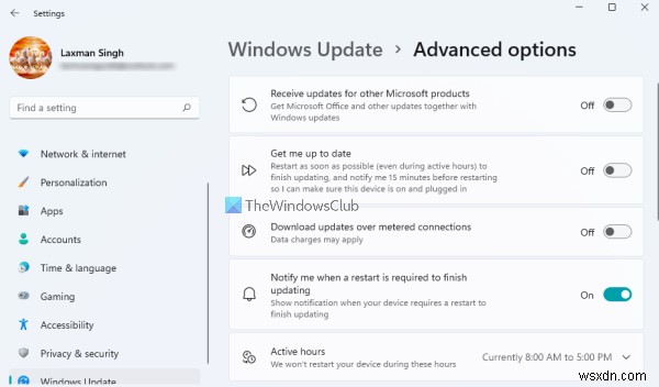 Windows Update Settings in Windows 11
