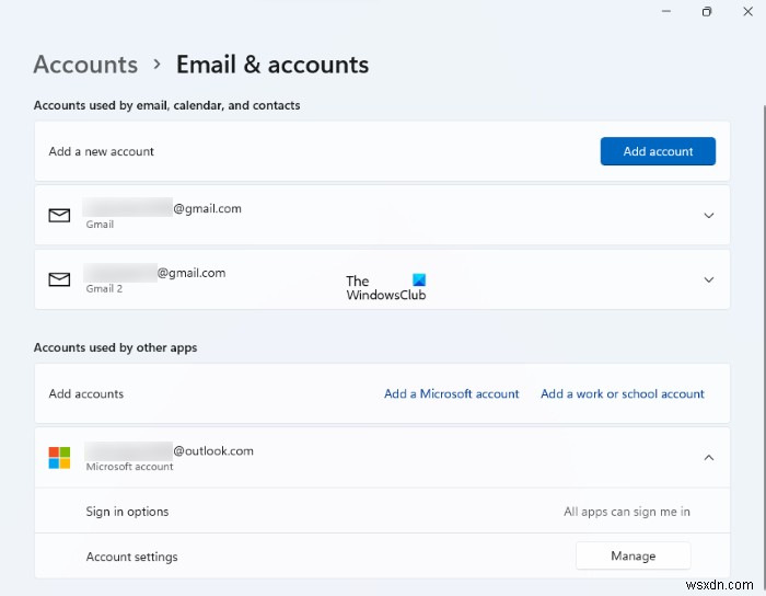User Accounts Settings in Windows 11