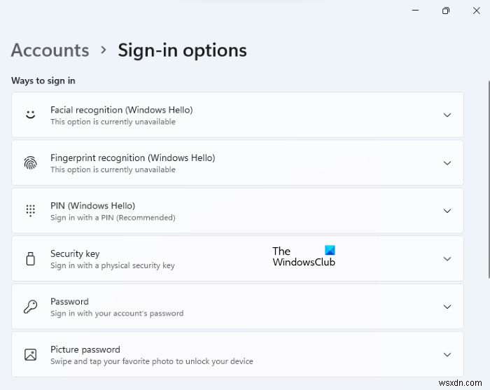 User Accounts Settings in Windows 11