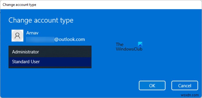 User Accounts Settings in Windows 11