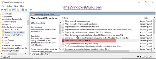 How to enable or disable Enhanced PINs for BitLocker Startup in Windows 11/10