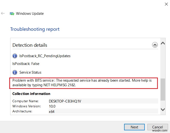 Fix NET HELPMSG 2182 Problem with BITS Service in Windows 11/10