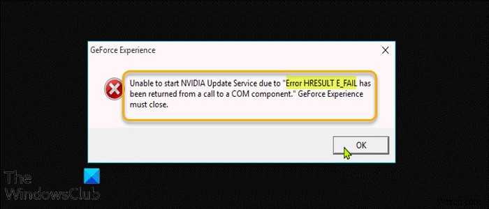 Fix NVIDIA GeForce Experience Error HRESULT E_FAIL on Windows PC