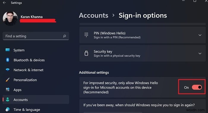 How to enable or disable Passwordless sign-in only in Windows 11