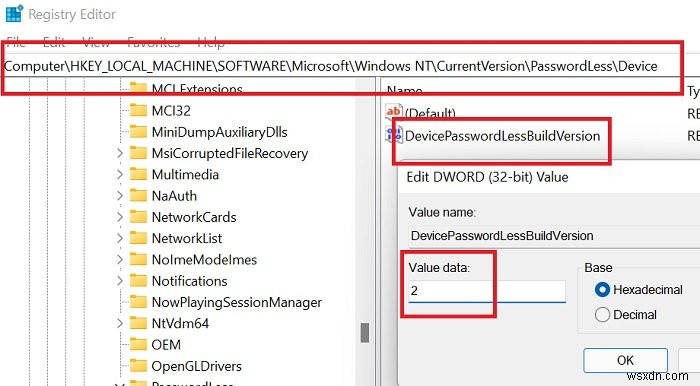 How to enable or disable Passwordless sign-in only in Windows 11