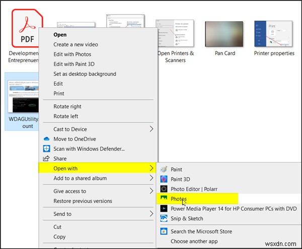 How to save screenshot as PDF using Photos App in Windows 11/10