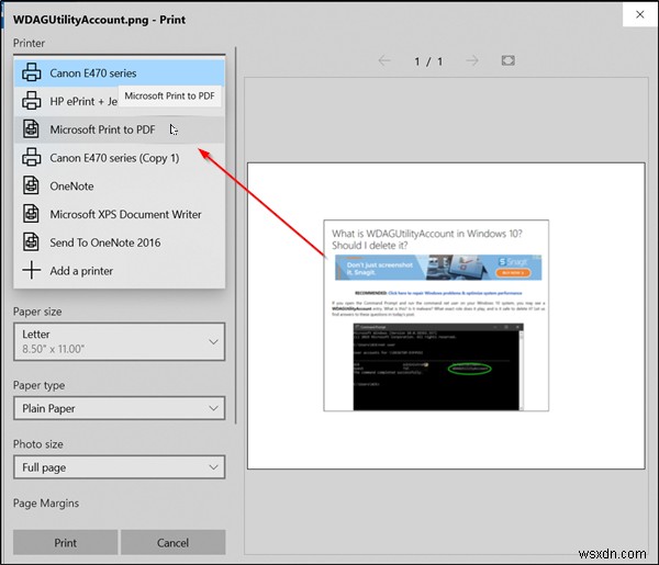 How to save screenshot as PDF using Photos App in Windows 11/10