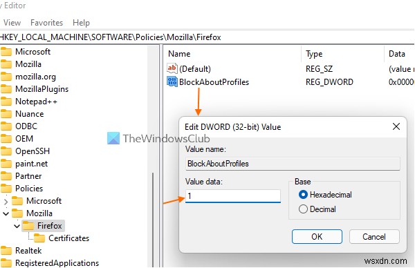 How to disable access to Profiles in Firefox in Windows 11/10