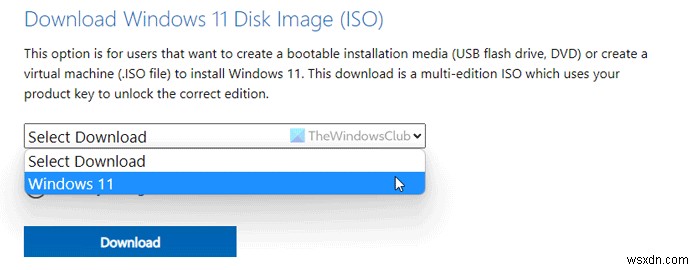 Download Windows 11 Disk Image (ISO) file from Microsoft