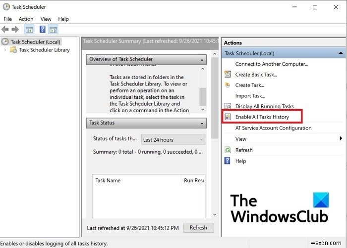 How to enable, view, and clear Task Scheduler History in Windows 11