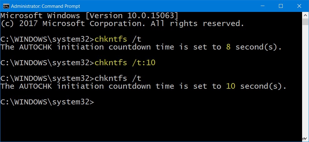 How to reduce ChkDsk countdown time in Windows 11/10