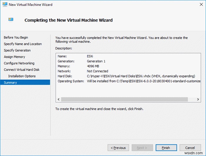 How to install VMWare ESXi in a Hyper-V Virtual Machine