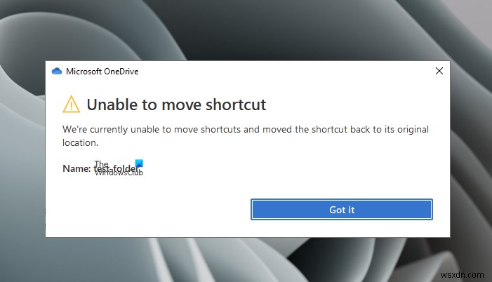 Fix OneDrive Unable to move shortcut error