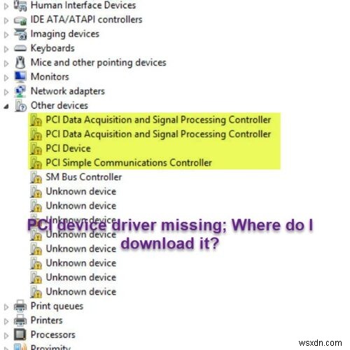 PCI device driver missing; Where do I download it?
