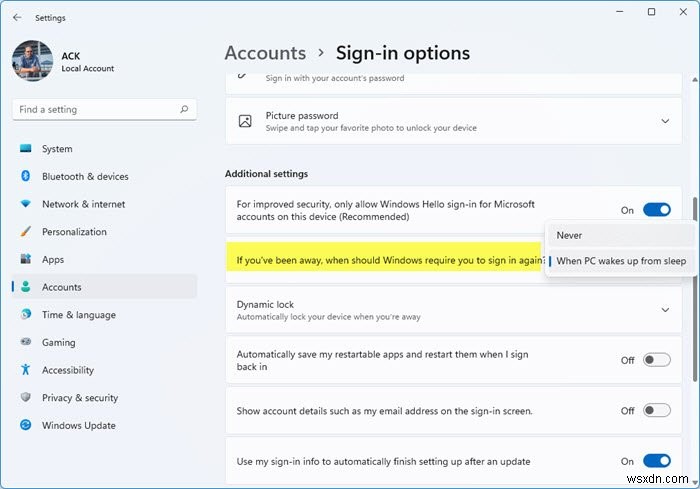 How to disable login after Sleep in Windows 11/10