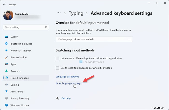 How to change Key Sequence to Change Input Language in Windows 11