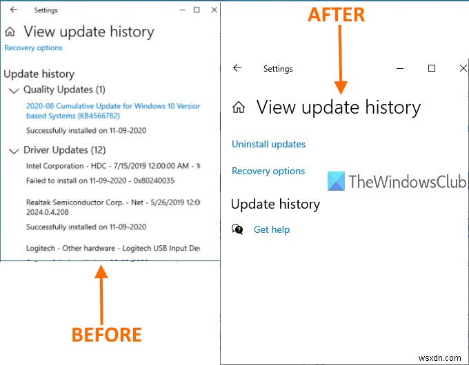 How to clear Windows Update History in Windows 11/10