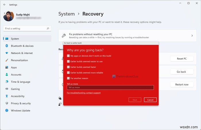 How to downgrade Windows 11 to previous version