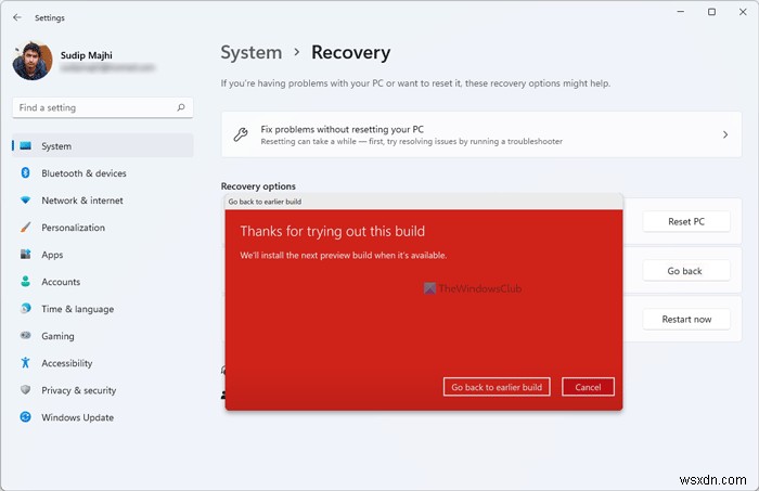 How to downgrade Windows 11 to previous version