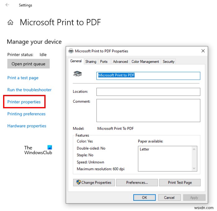 How to open and change Printer settings in Windows 11/10
