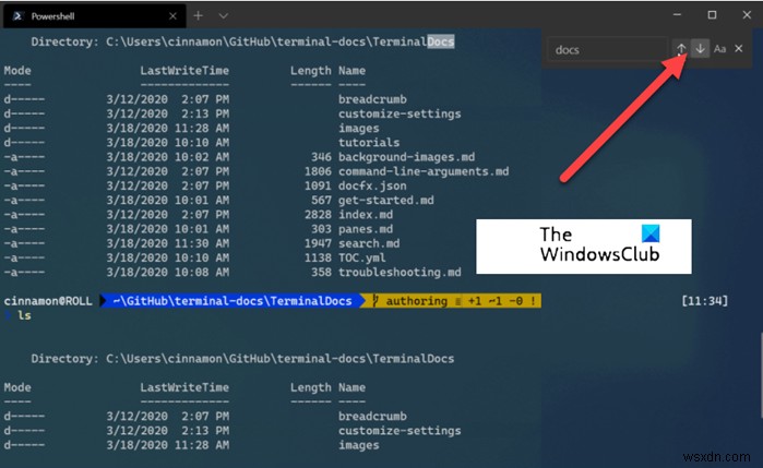 How to use the Search function in Windows Terminal