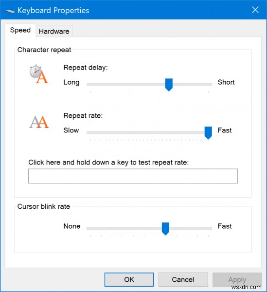 How to set the Keyboard Repeat Rate and Repeat Delay in Windows 10