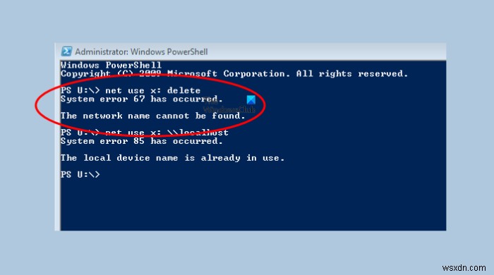 System error 67 has occurred, The network name cannot be found