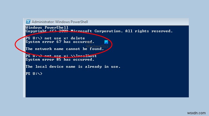 System error 67 has occurred, The network name cannot be found