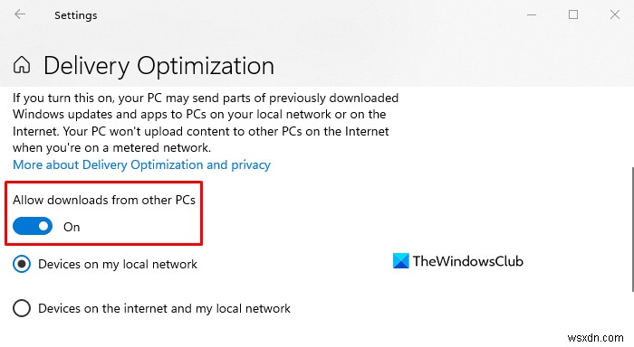 Service Host Delivery Optimization High Network, Disk or CPU usage