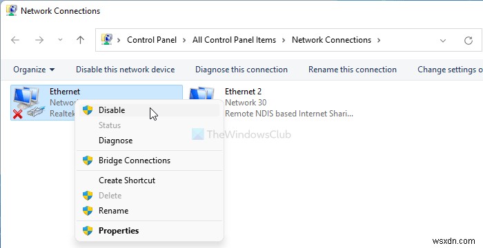 Fix Network cable unplugged error on Windows 11