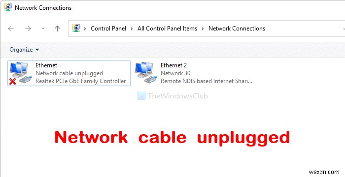Fix Network cable unplugged error on Windows 11