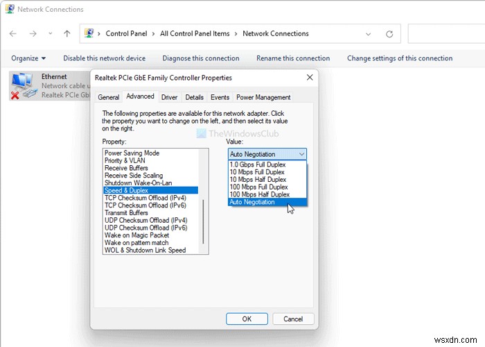 Fix Network cable unplugged error on Windows 11