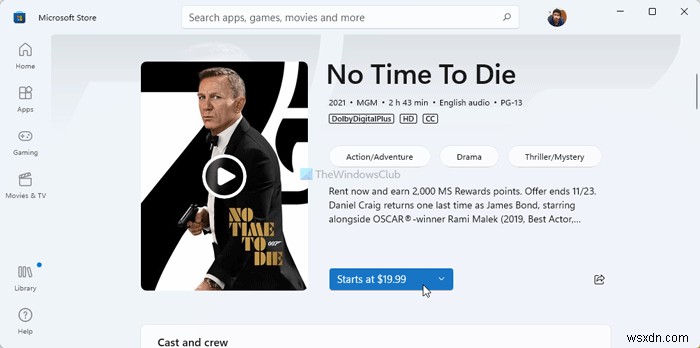 Buy or Rent Movie or TV content via Movies & TV App in Windows 11/10