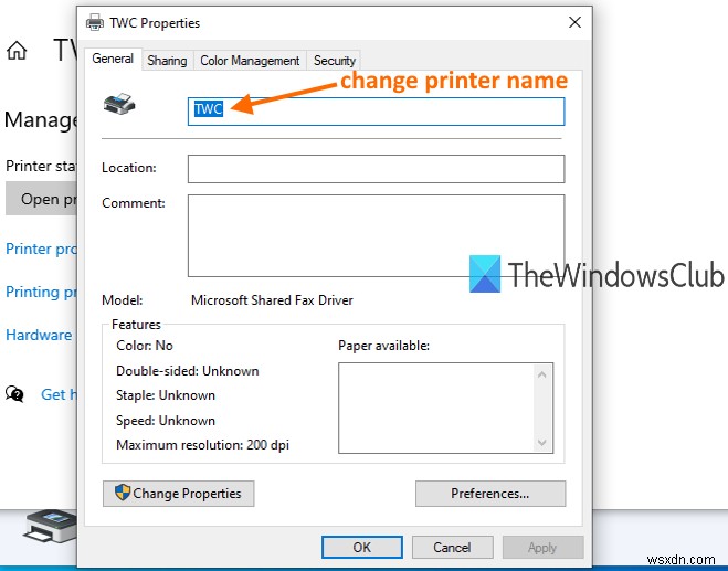 How to rename a Printer in Windows 11/10