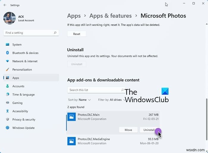 How to uninstall App Addons of Microsoft Store Apps in Windows 11/10