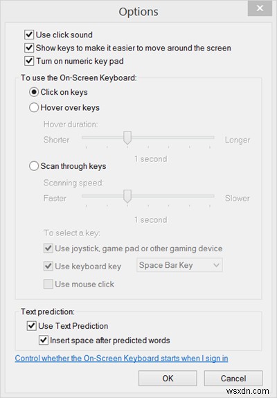 Windows On-Screen Keyboard Options and Settings in Windows 11/10