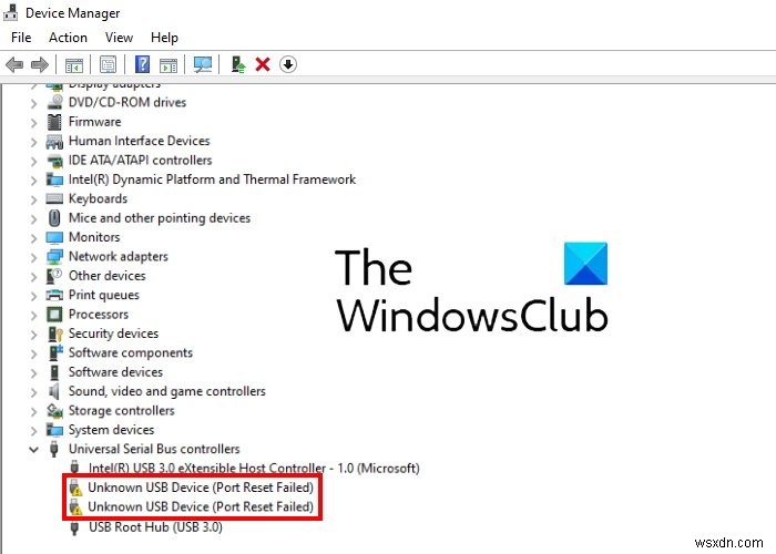 Fix Unknown USB Device, Port Reset Failed error on Windows 11/10