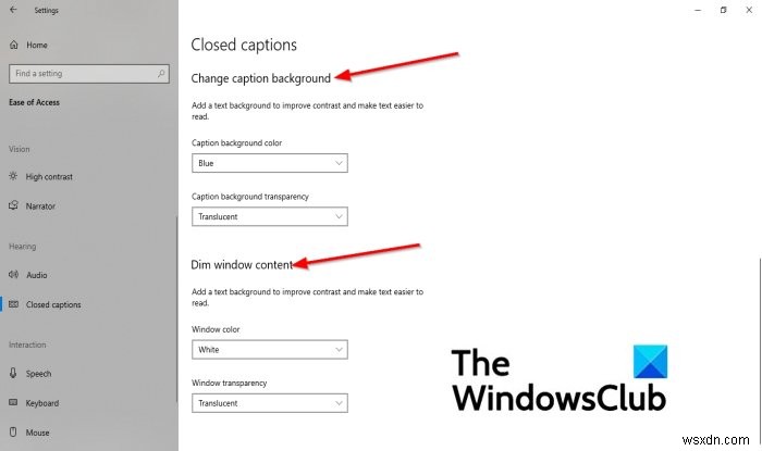 How to change Closed Caption settings in Windows 11/10