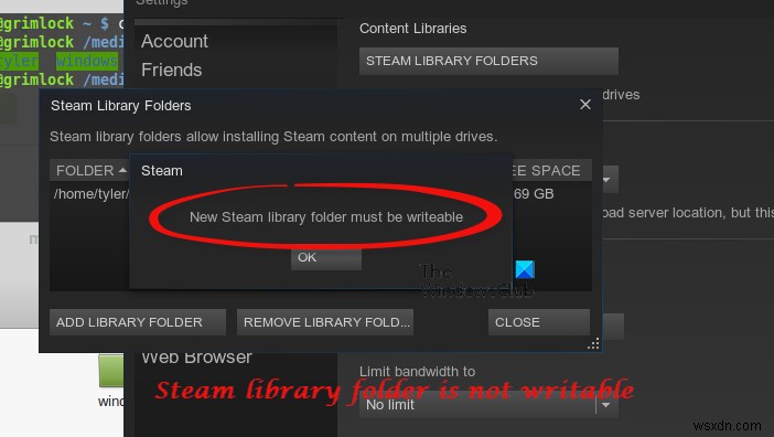 Fix New Steam library folder must be writable error