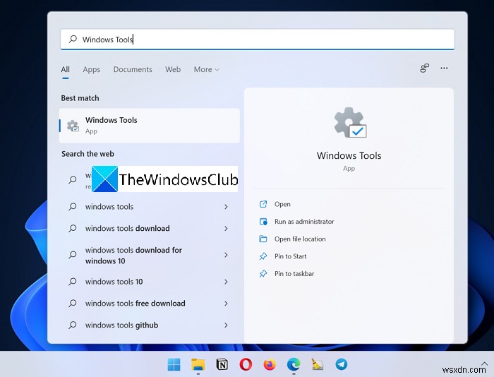 How to open Windows Tools in Windows 11