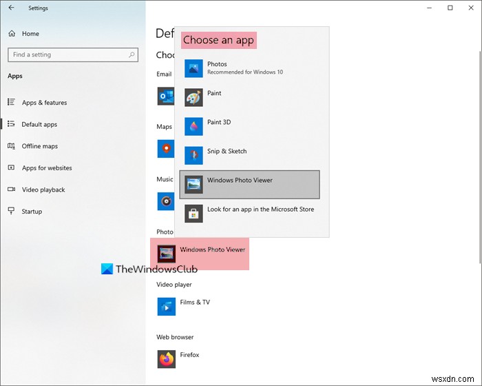 How to change the default Photo Viewer in Windows 11/10