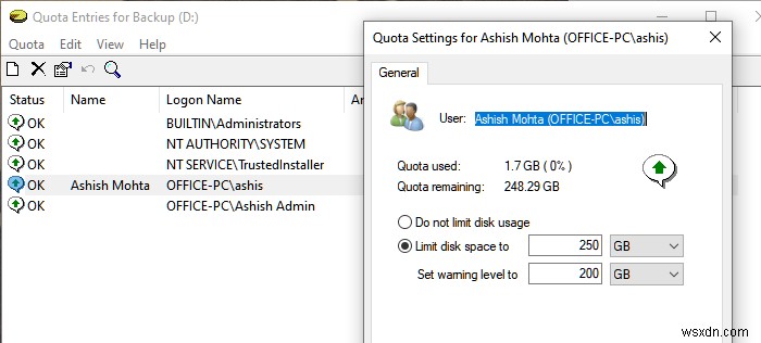Enable Disk Quota using Disk Properties, Registry, or Group Policy Editor in Windows 11/10