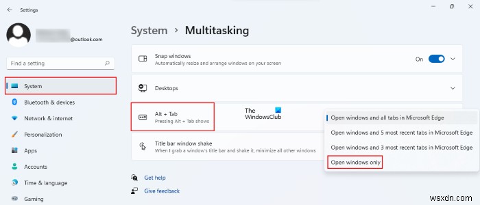How to remove Edge browser tabs from Alt+Tab in Windows 11/10