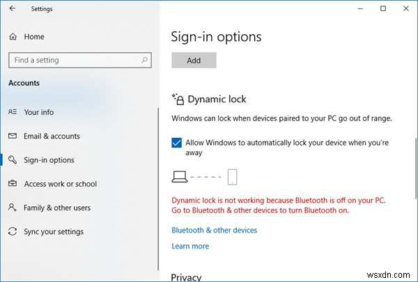 Dynamic Lock is not working or missing in Windows 11/10