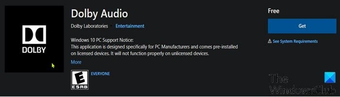 How to install Dolby Audio on Windows 11/10