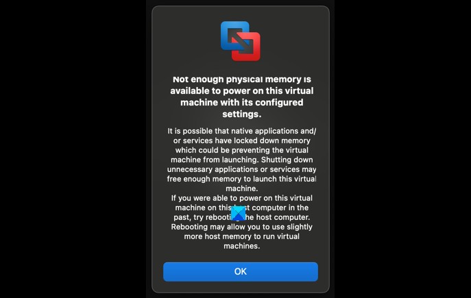 Not enough physical memory is available VMware error