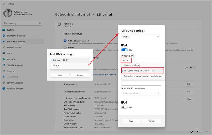 How to use the DNS over HTTPS privacy feature in Windows 11